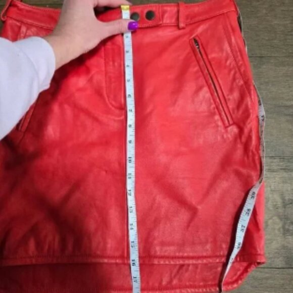Carven Leather Skirt Red Mini size S - Picture 6 of 8